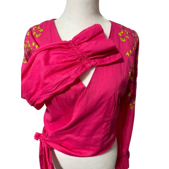 Roopa Pemmaraju Anthro Floral Wrap Cropped Top Small - Picture 3 of 8